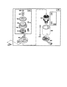 Motor-Starter Diagram and Parts List for 124800-124899 3201-3246 Briggs and Stratton Engine